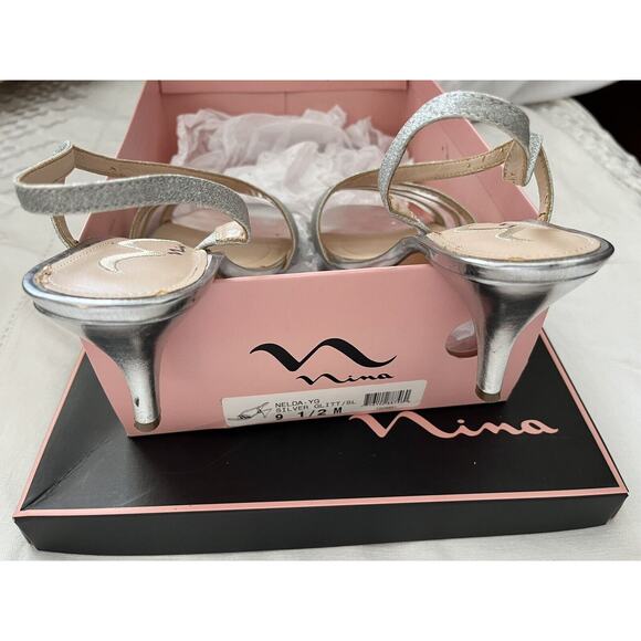 Nina Nelda Sandal Women’s 9.5 M Silver Glitter Incls Box. Beautiful shoes! - Picture 4 of 13